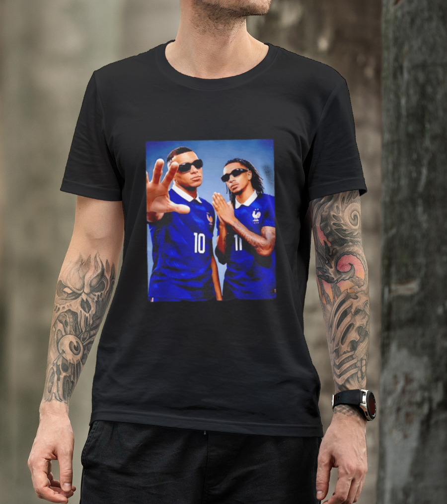 Kylian Mbappe Ousmane Dembele France National Football Team Jersey Blue T-Shirt