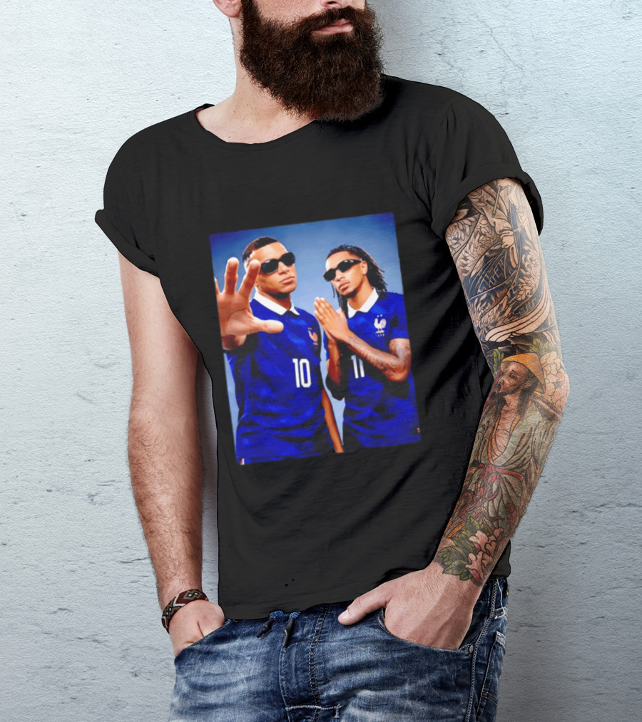 Kylian Mbappe Ousmane Dembele France National Football Team Jersey Blue T-Shirt