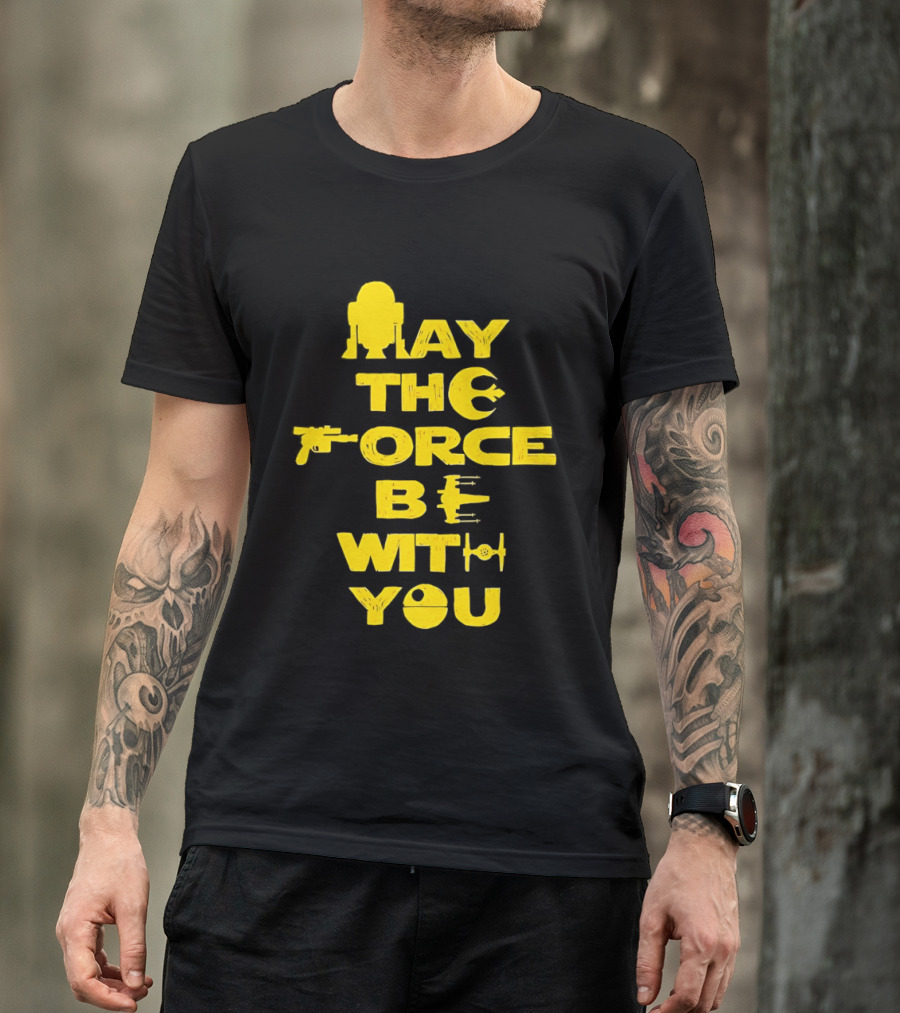 Star Wars May The Force Be With You Droid And Spaceship T-Shirt