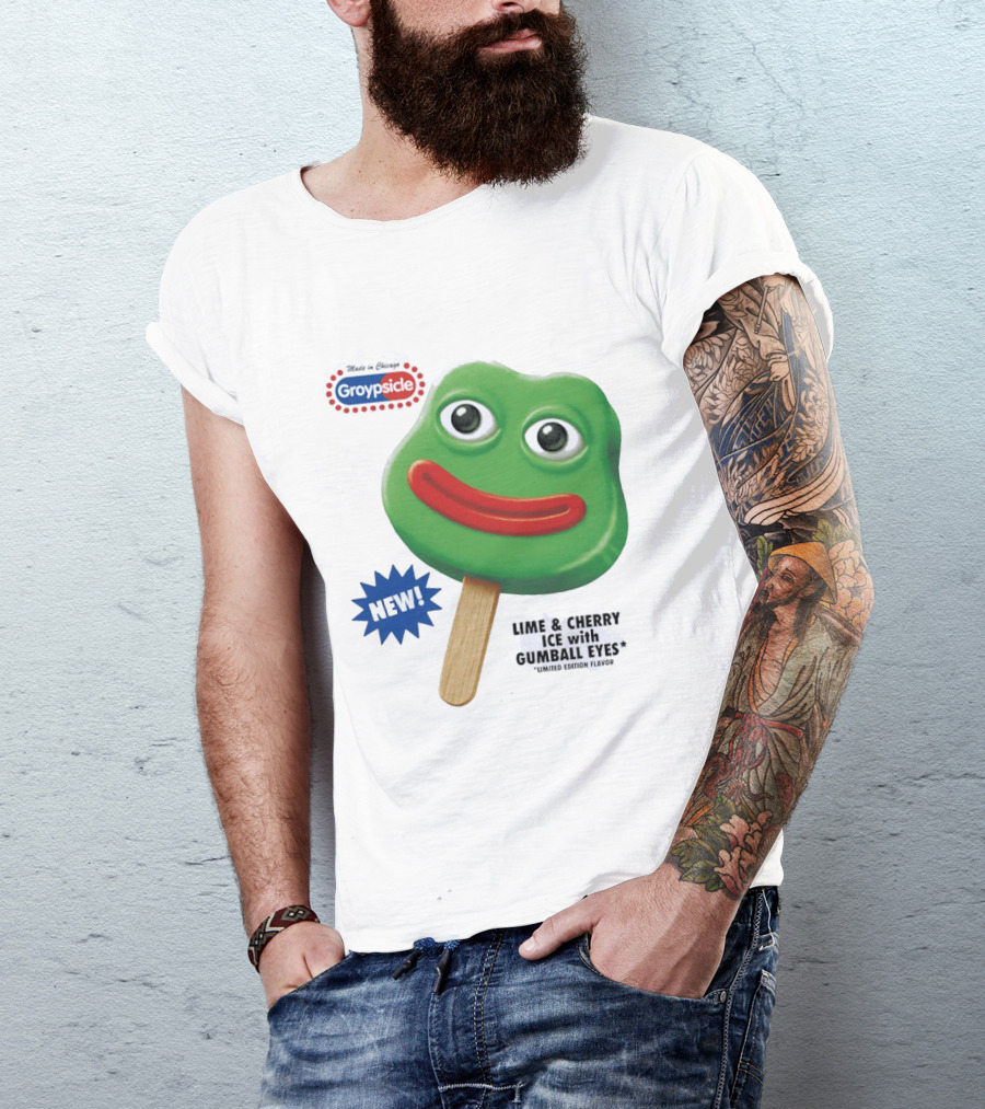 Groypsicle Lime And Cherry Ice With Gumball Eyes Limited Edition Made In Chicago T-Shirt