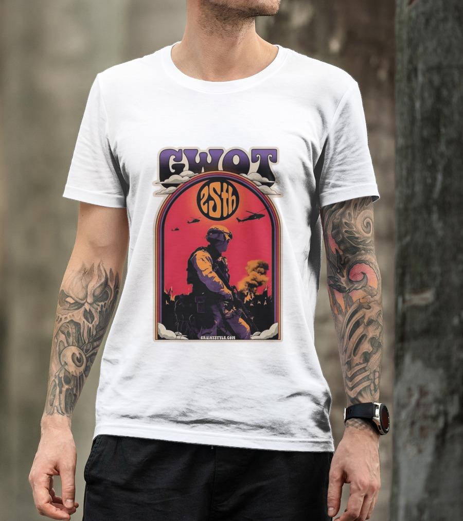 GWOT 25th Anniversary Soldier Helicopters Gruntstyle.com T-Shirt