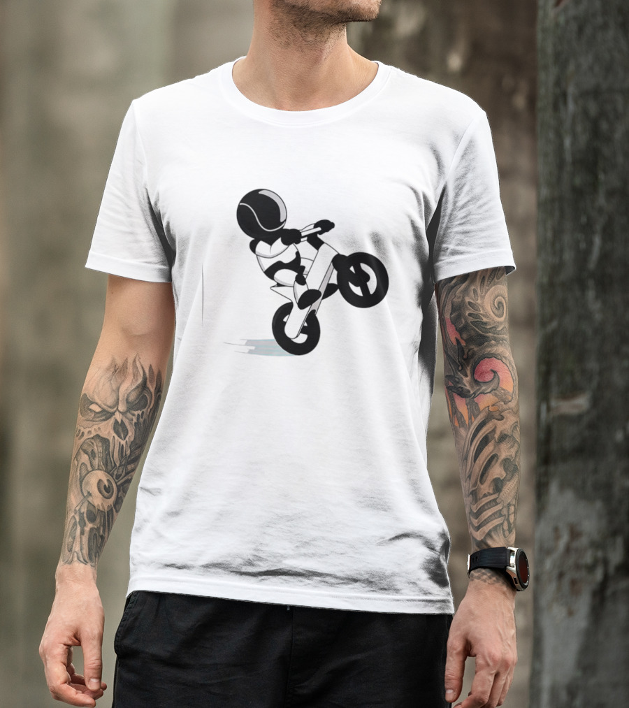 Stick Figure Biker Wheelie Adventure T-Shirt