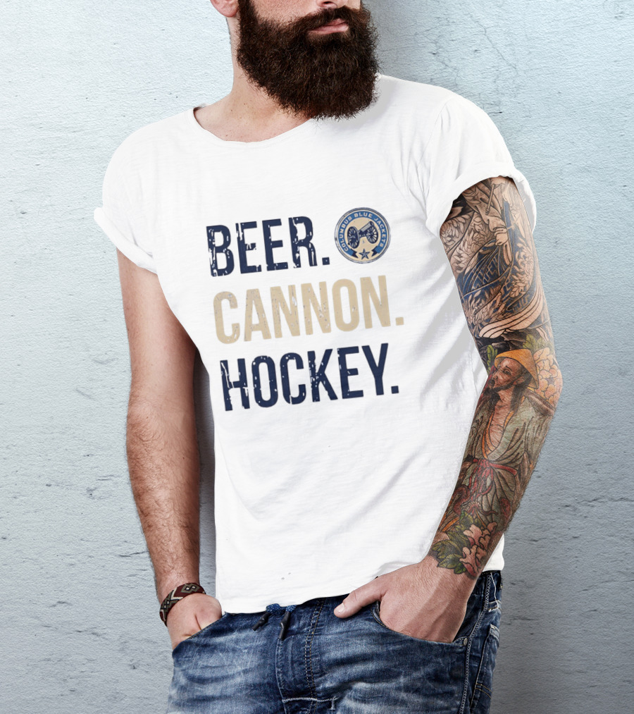 Columbus Blue Jackets Beer Cannon Hockey Team Spirit T-Shirt