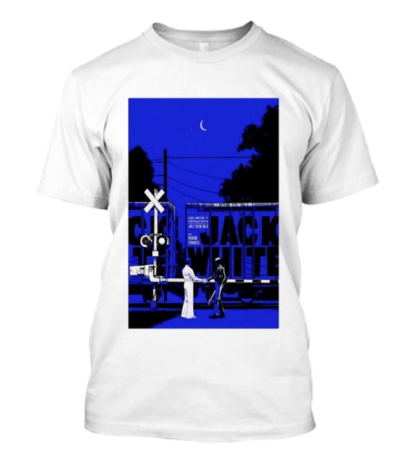 Jack White Rough Francis Essex Junction VT July 15 2026 Train Crossing Night Scene Moon T-Shirt