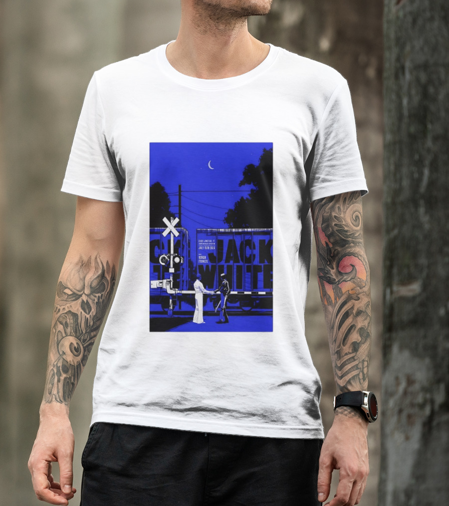Jack White Rough Francis Essex Junction VT July 15 2026 Train Crossing Night Scene Moon T-Shirt
