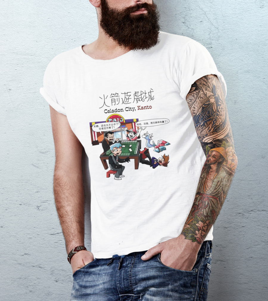 Celadon City Kanto Casino Scene With Iconic Characters T-Shirt