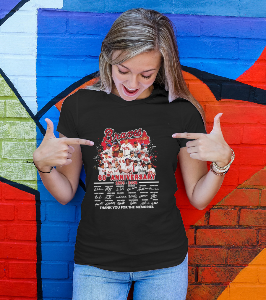 Atlanta Braves 60th Anniversary 1966 2026 Thank You For The Memories Signatures T-Shirt