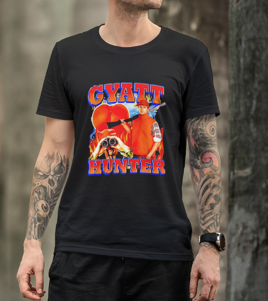 Gyatt Hunter Peach Slang With Binoculars And Rifle T-Shirt