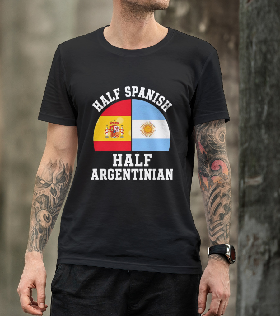 Half Spanish Half Argentinian Flags T-Shirt