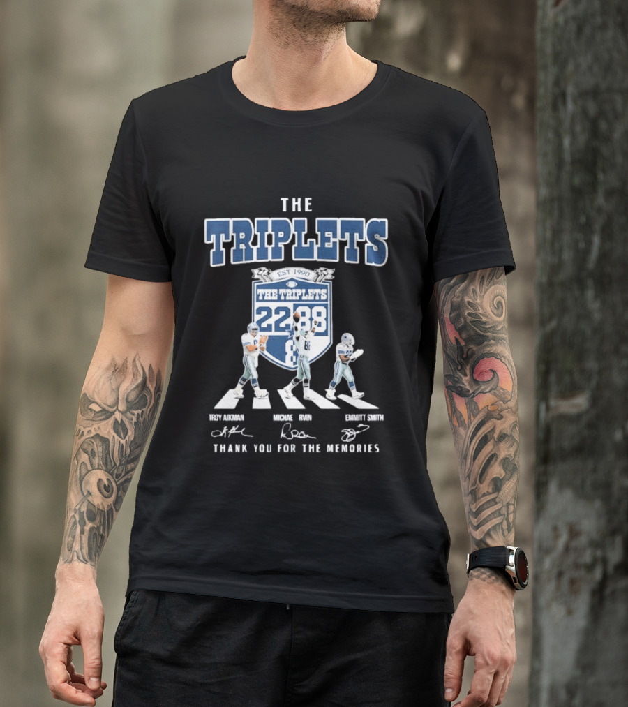 Dallas Cowboys The Triplets 22 88 Thank You For The Memories Signatures T-Shirt