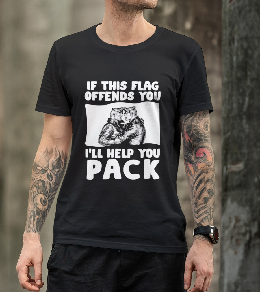 If This Flag Offends You I'll Help You Pack Leather Pride Bulldog T-Shirt