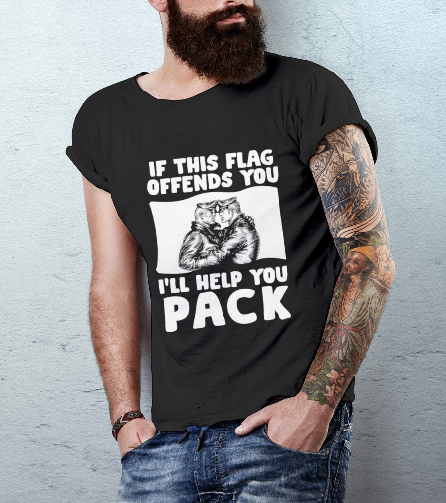 If This Flag Offends You I'll Help You Pack Leather Pride Bulldog T-Shirt