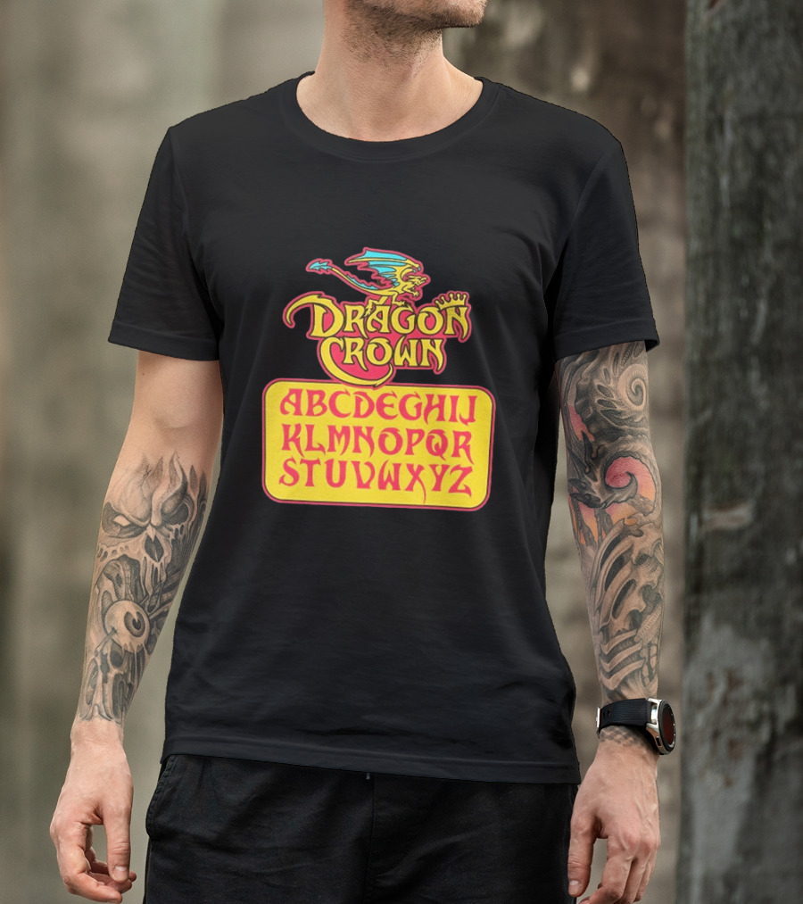 Dragon Crown Alphabet With Colorful Dragon Art And Bold Letters T-Shirt