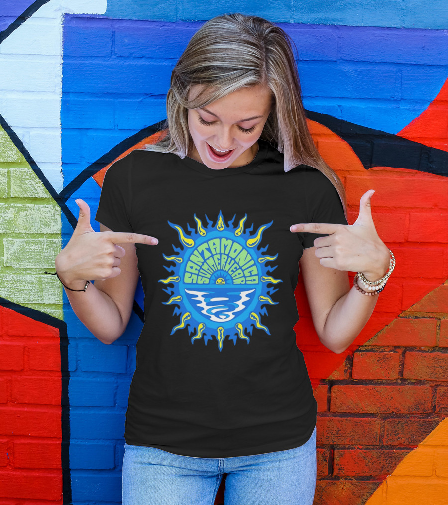 Santa Monica Summerwear Sun And Ocean Beach Radiant Waves T-Shirt
