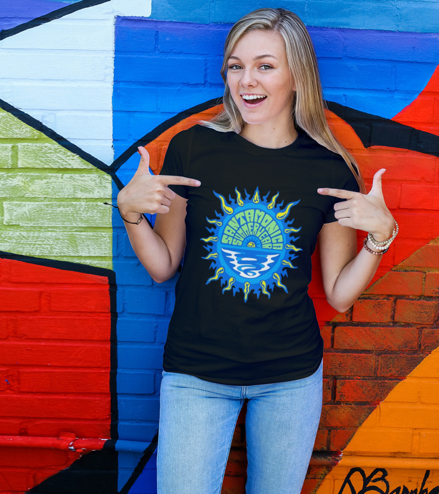 Santa Monica Summerwear Sun And Ocean Beach Radiant Waves T-Shirt