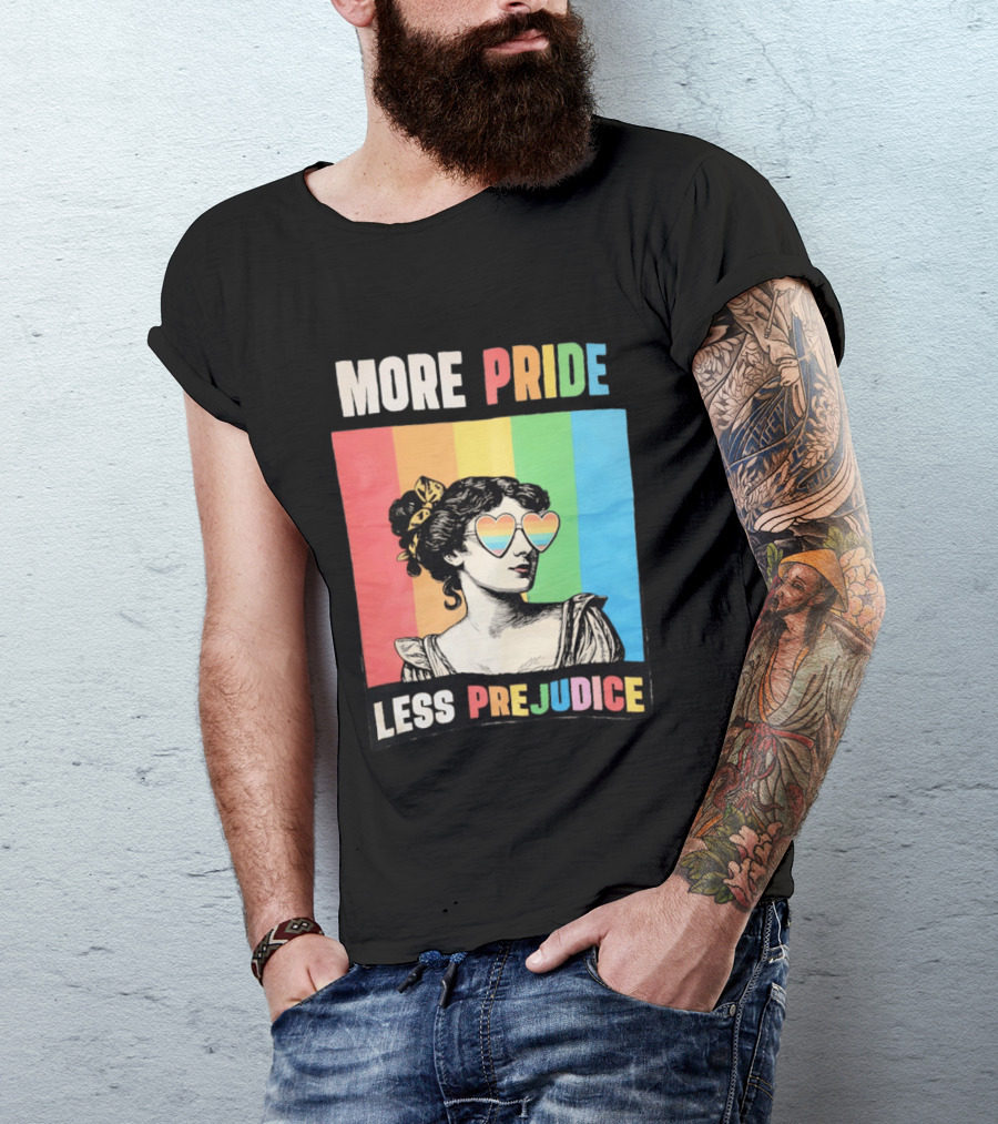 More Pride Less Prejudice Rainbow Heart Sunglasses Regency T-Shirt