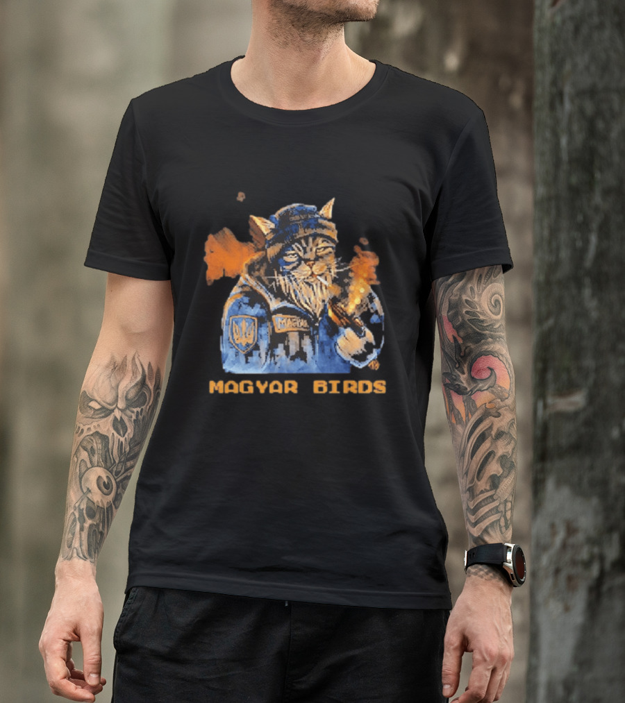 Magyar Birds Viking Cat Warrior Artillery T-Shirt
