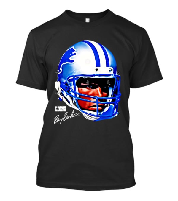 Barry Sanders Detroit Lions Helmet Signature Lions T-Shirt