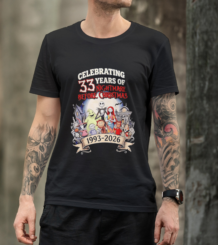 Celebrating 33 Years Of Nightmare Before Christmas 1993 2026 T-Shirt