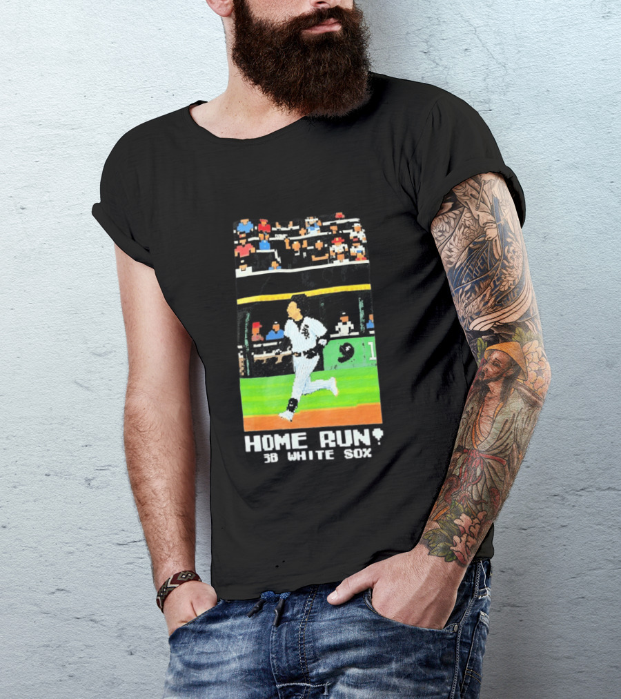 Home Run 3B White Sox Pixel Baseball T-Shirt