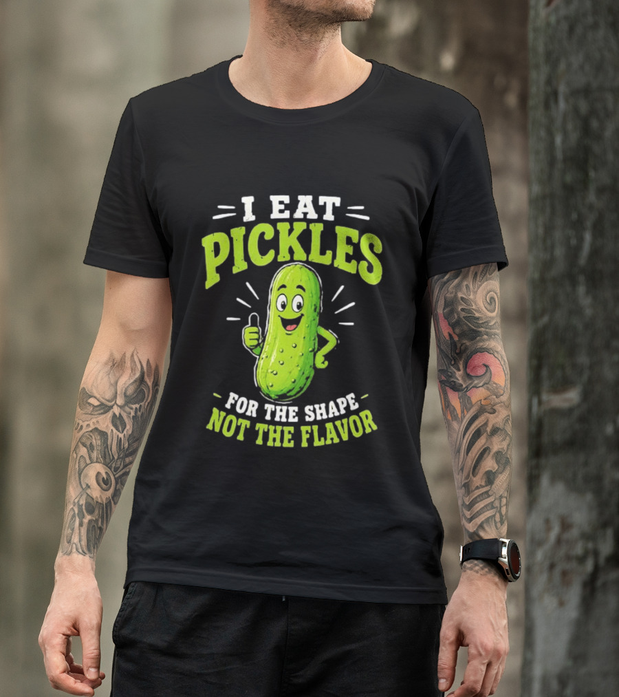 I Eat Pickles For The Shape Not The Flavor Thumb Up Cartoon T-Shirt