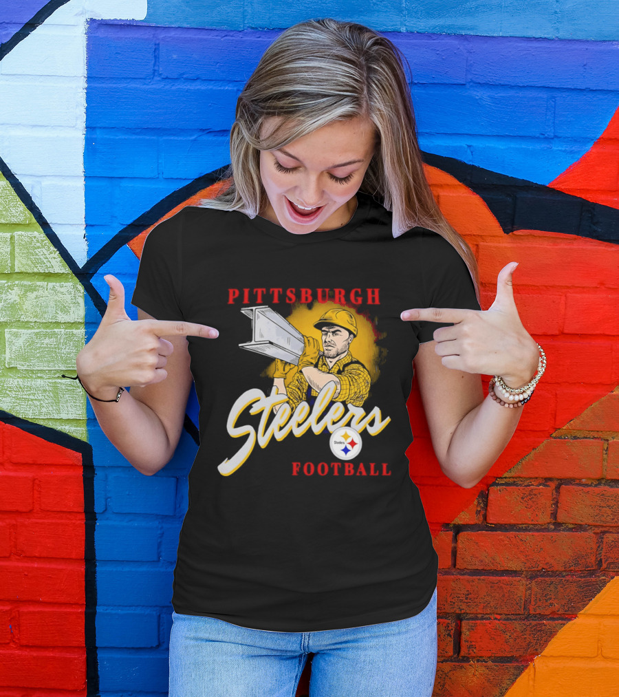 Pittsburgh Steelers Football Worker Steel Beam Icon With Team T-Shirt