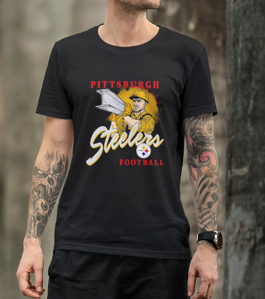 Pittsburgh Steelers Football Worker Steel Beam Icon With Team T-Shirt