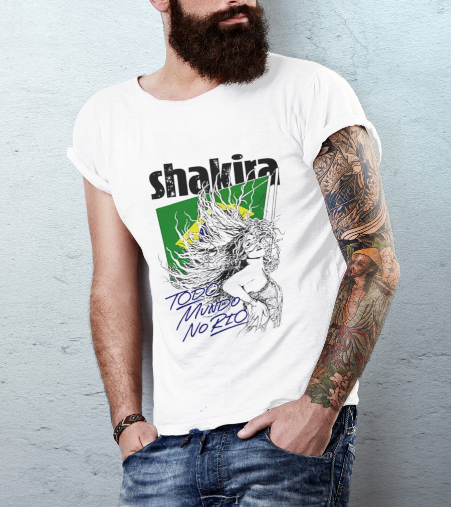 Shakira Todo Mundo No Rio Brazil Flag T-Shirt
