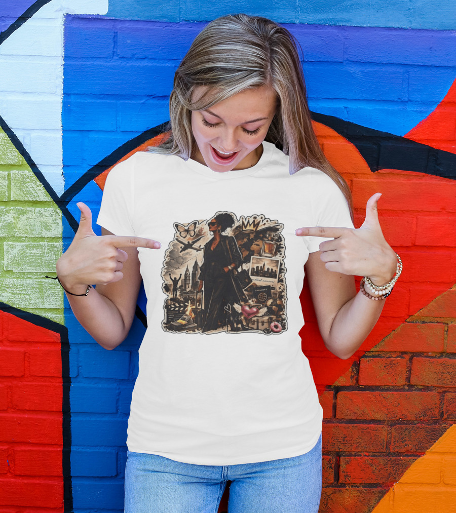 Stylish Woman Traveling With Passport Perfect Moments World Adventure T-Shirt