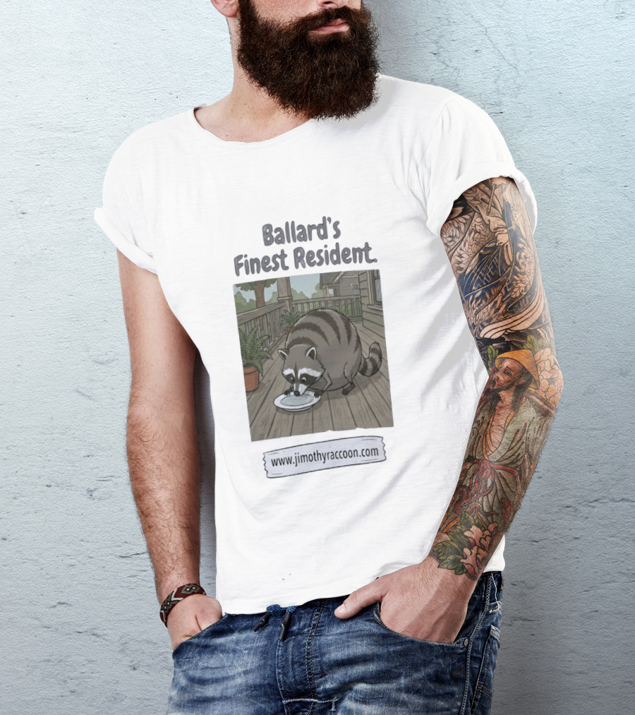 Ballard's Finest Resident Jimothy Raccoon Website Text Visual T-Shirt
