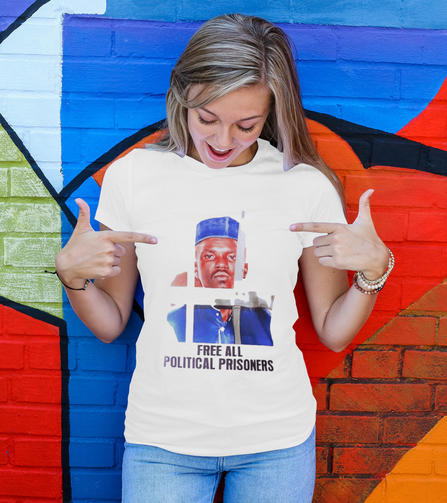 Free All Political Prisoners Protest Activism Painting Blue Beret T-Shirt