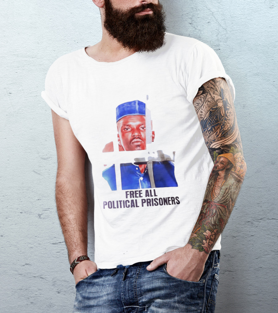 Free All Political Prisoners Protest Activism Painting Blue Beret T-Shirt