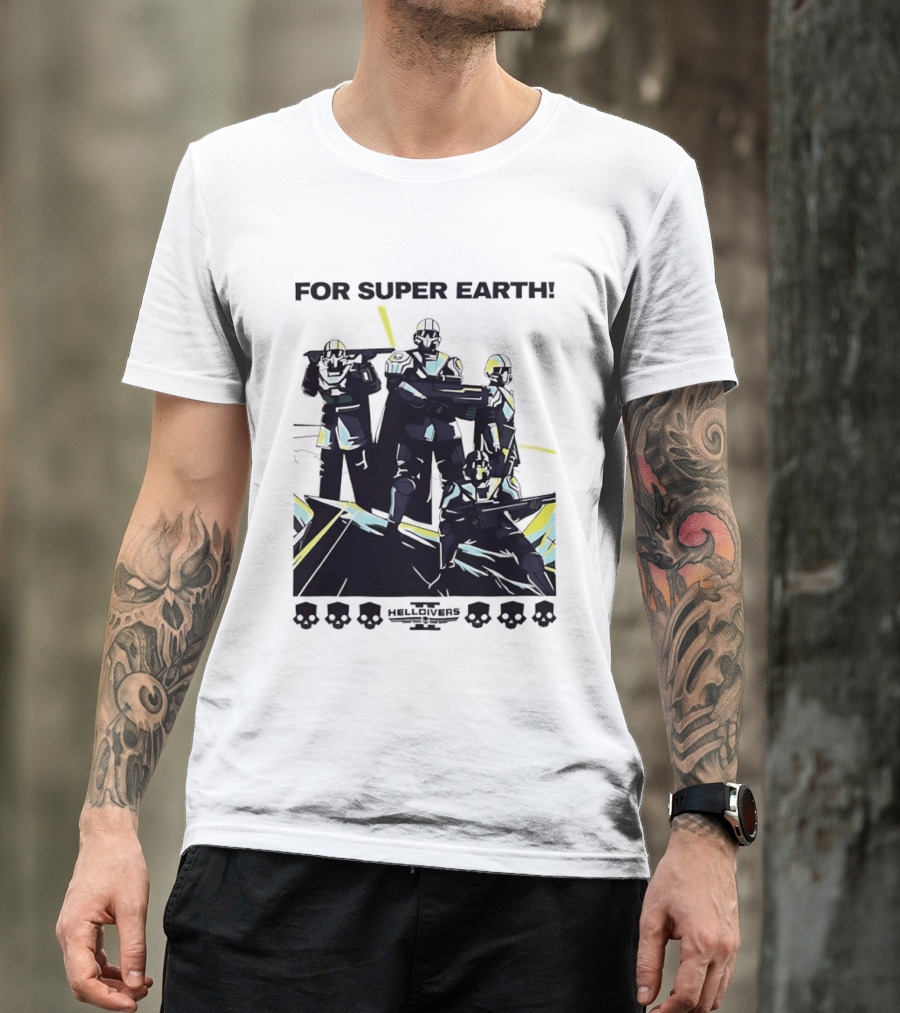 Helldivers II For Super Earth Video Game Soldiers T-Shirt