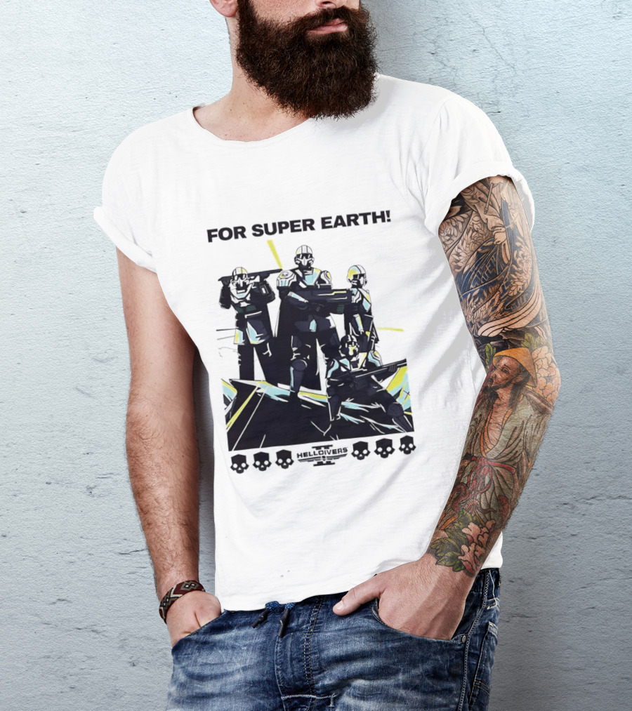 Helldivers II For Super Earth Video Game Soldiers T-Shirt