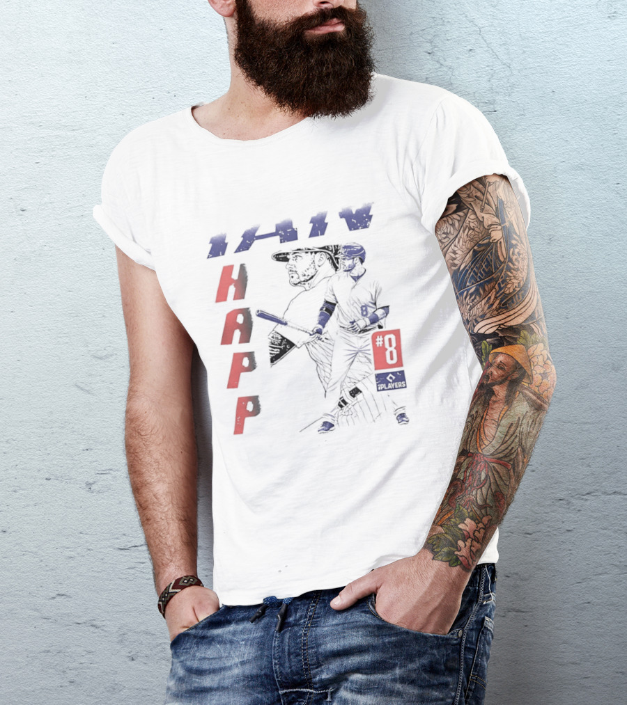 Ian Happ No 8 Chicago Cubs MLB Players Association Sketch T-Shirt