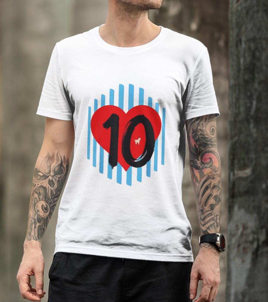 Messi Heart 10 Goat Greatest Of All Time T-Shirt