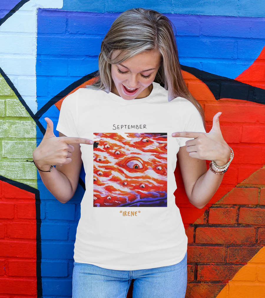 September Irene Surreal Eye Red Waves With Multiple Eyes T-Shirt