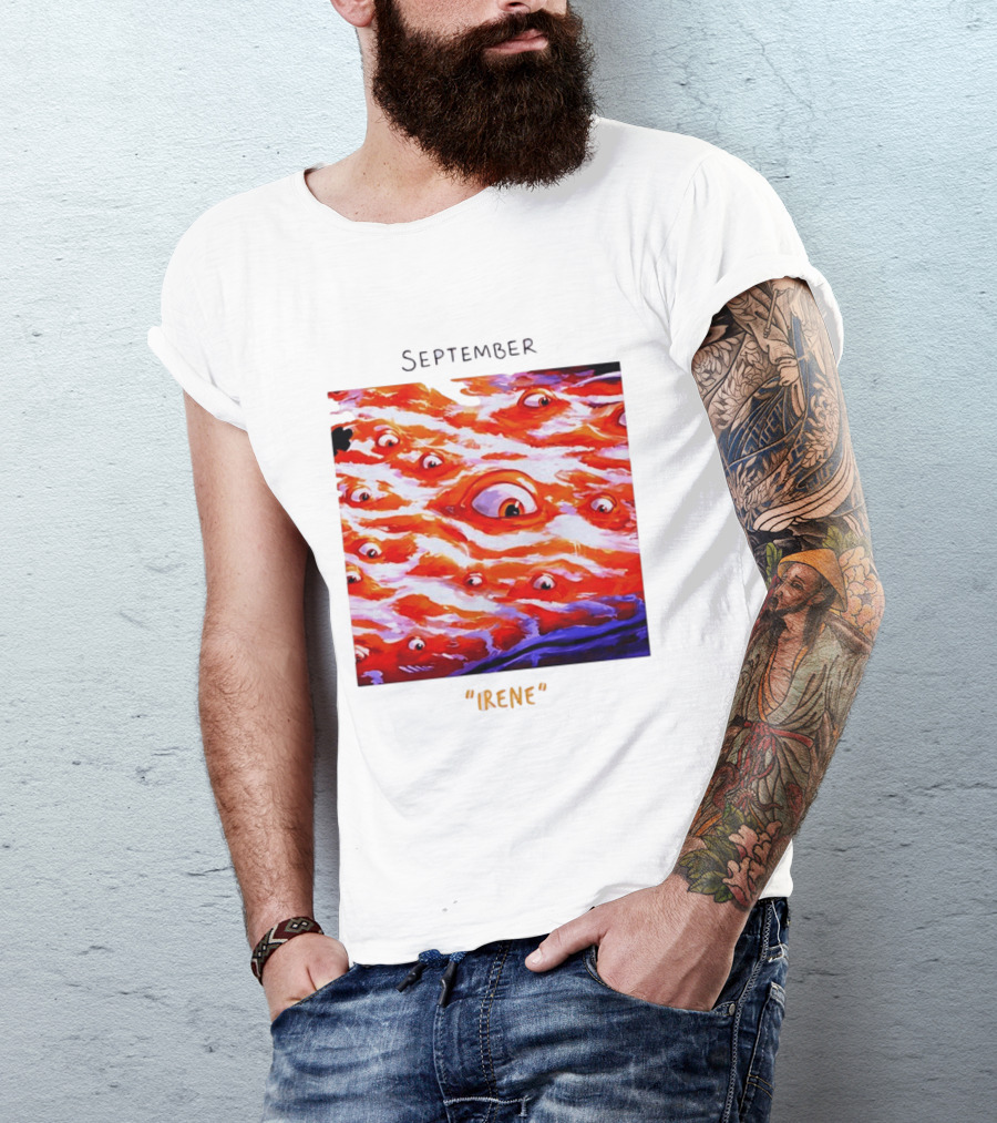September Irene Surreal Eye Red Waves With Multiple Eyes T-Shirt