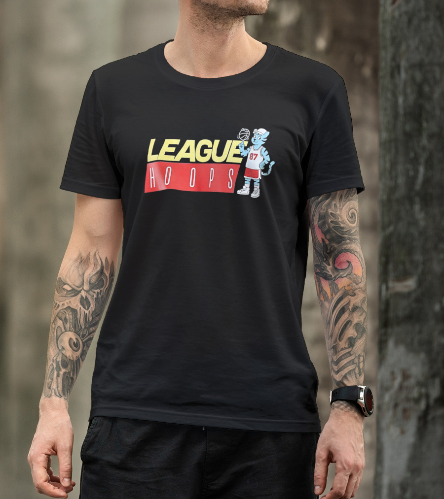 League Hoops Tiger 87 Basketball Cartoon T-Shirt