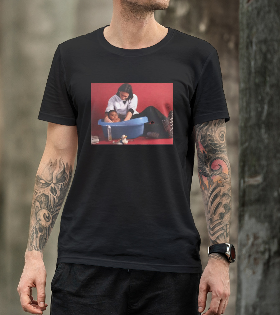 Messi Bathing Baby Lamine Yamal In Blue Tub T-Shirt