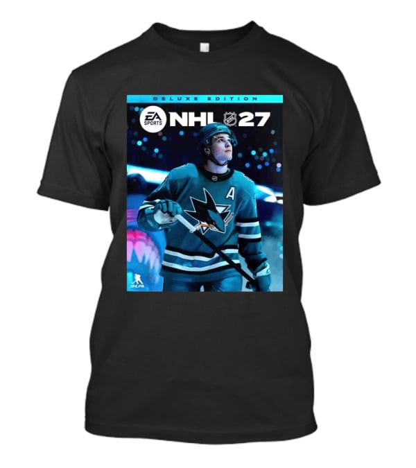 EA Sports NHL 27 Deluxe Edition Macklin Celebrini San Jose Sharks Cover Athlete T-Shirt