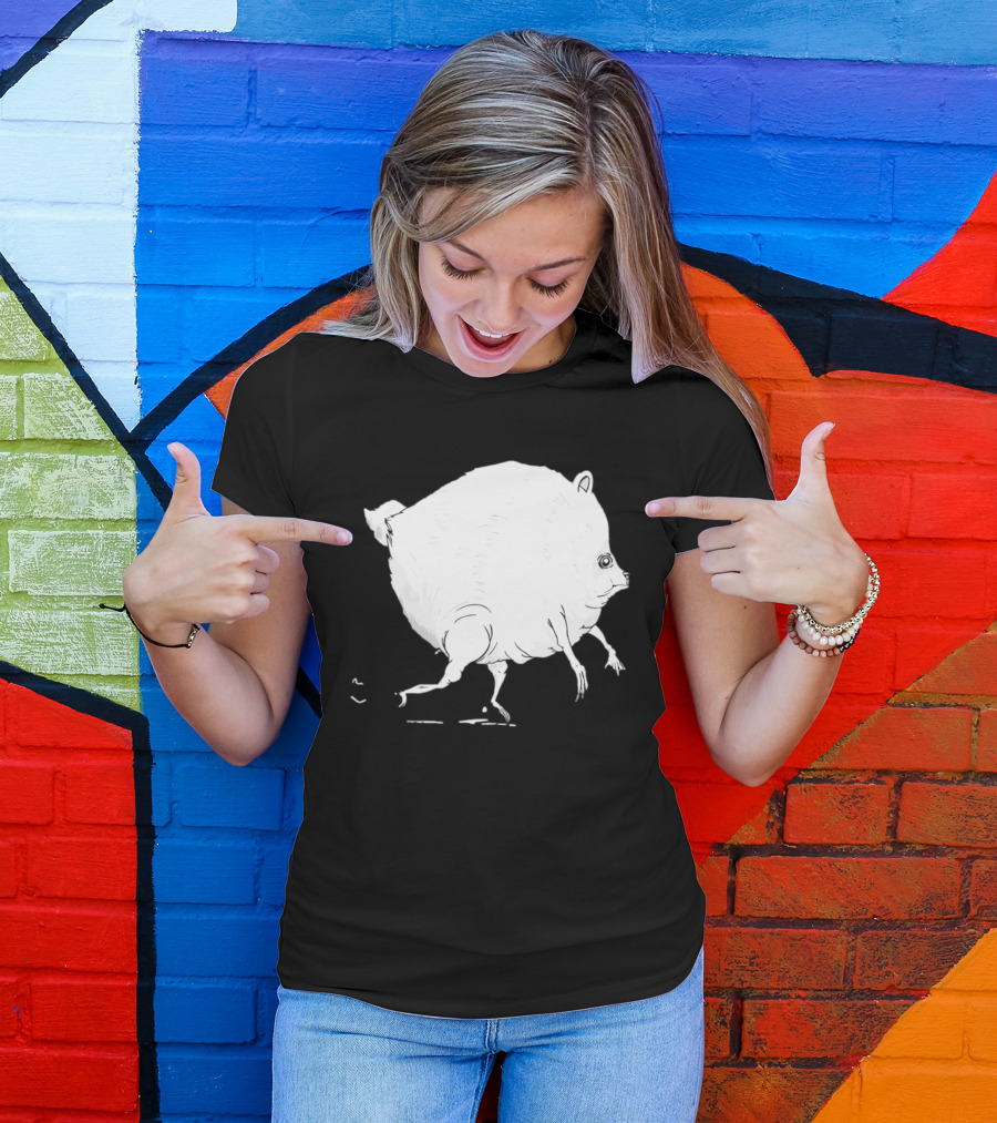 Running Round Hamster Creature Absurd White Quadruped Honesty T-Shirt