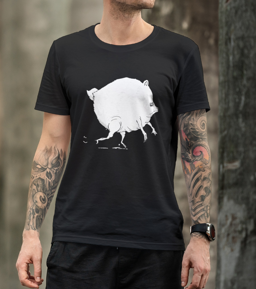 Running Round Hamster Creature Absurd White Quadruped Honesty T-Shirt