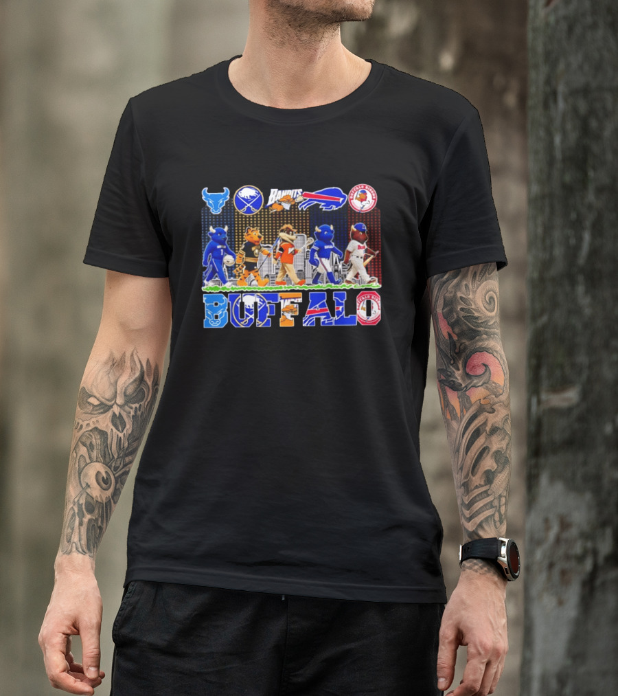 Buffalo Sports Mascots Abbey Road Skyline 2026 T-Shirt