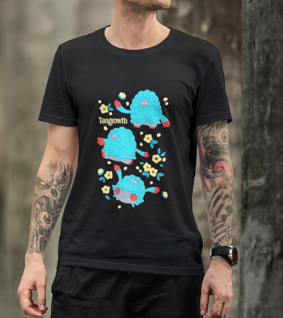 Tangrowth Pokémon Floral Grass Type Yellow Flowers And Blue Vines T-Shirt