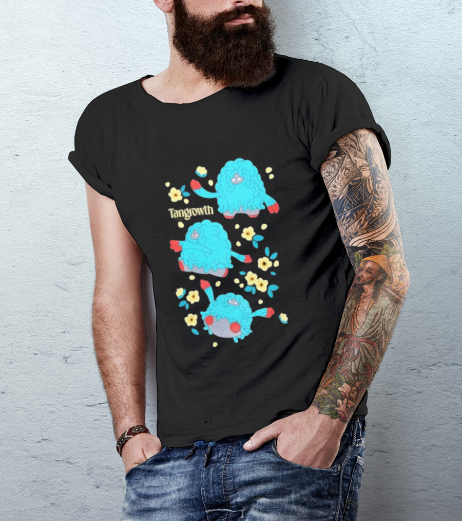 Tangrowth Pokémon Floral Grass Type Yellow Flowers And Blue Vines T-Shirt