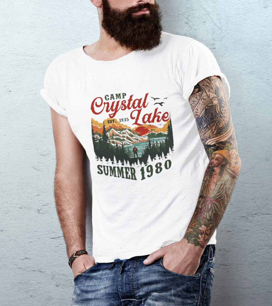 Camp Crystal Lake EST 1935 Summer 1980 Scenic Reflection T-Shirt