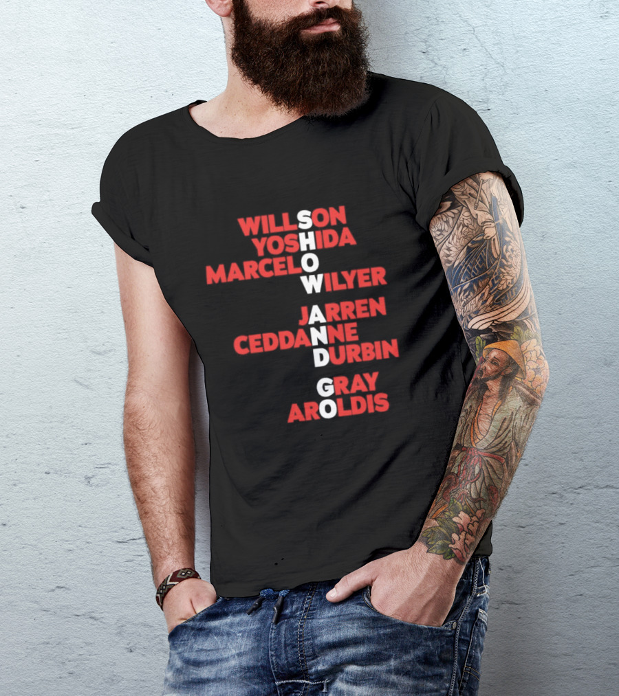 Boston Baseball Show And Go Willson Yoshida Marcel Wilyer Jarren Ceddanne Durgin Gray Aroldis 2026 Names Word Game T-Shirt