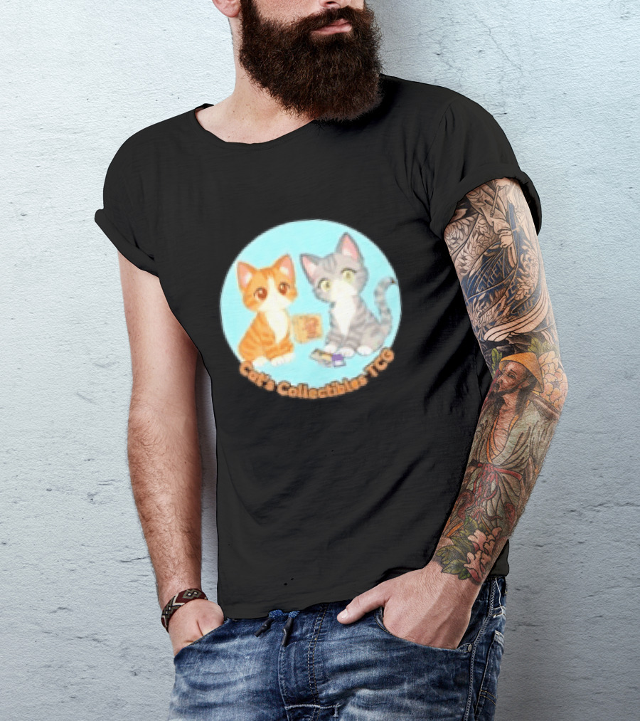 Cat's Collectibles TCG Cute Cartoon Cats Holding Trading Cards T-Shirt