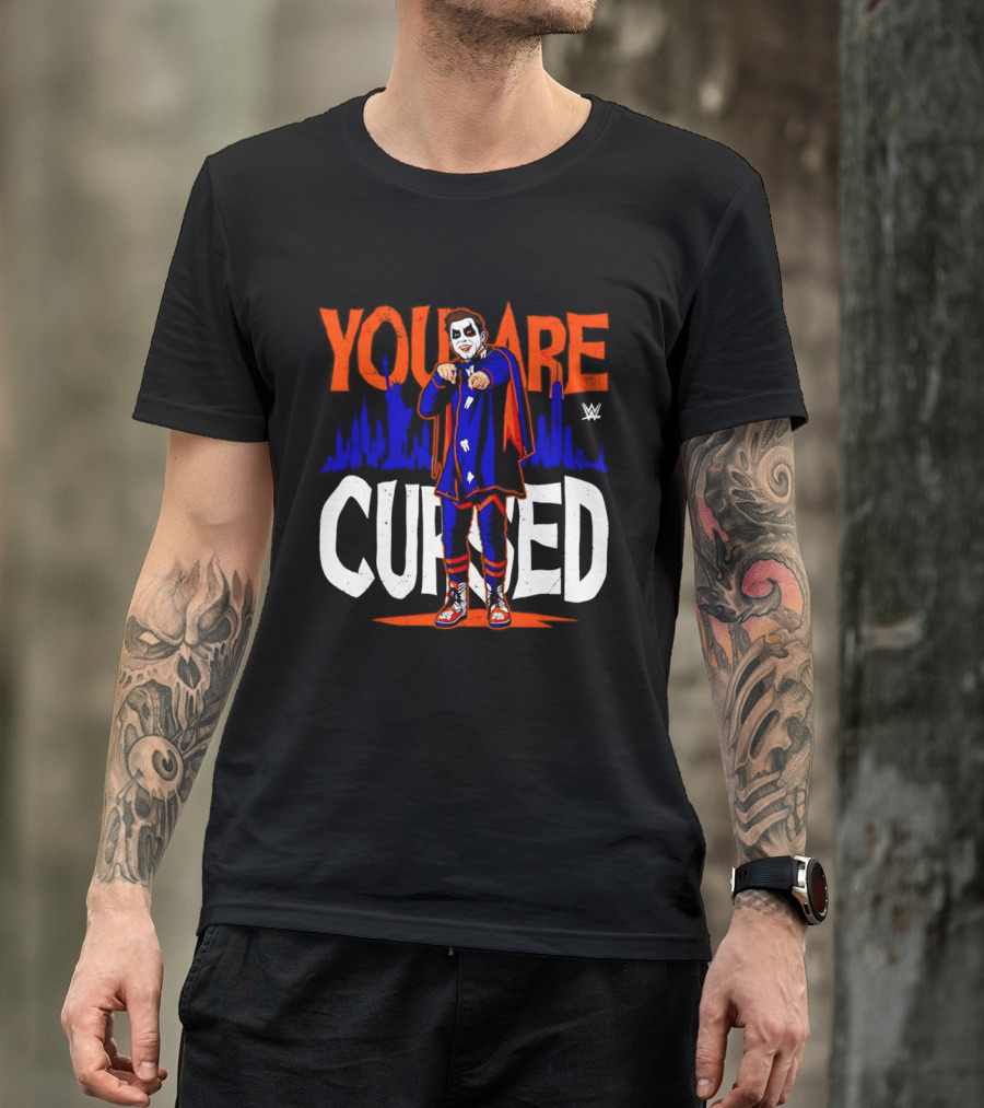 Danhausen You Are Cursed WWE Distressed Orange Blue Jokerface T-Shirt